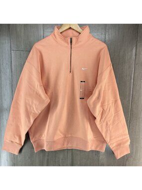 Nike Solo Swoosh Men's 1/4 Quarter Zip Pullover Apricot Size Large DQ5209-844